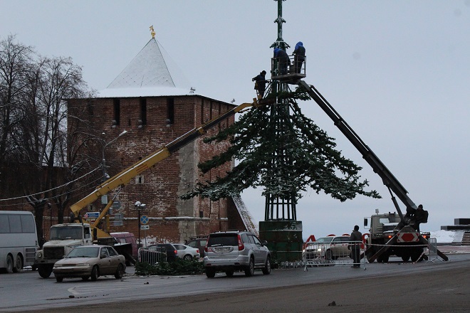 На площади Минина и Пожарского устанавливают елку (ФОТО) - фото 1
