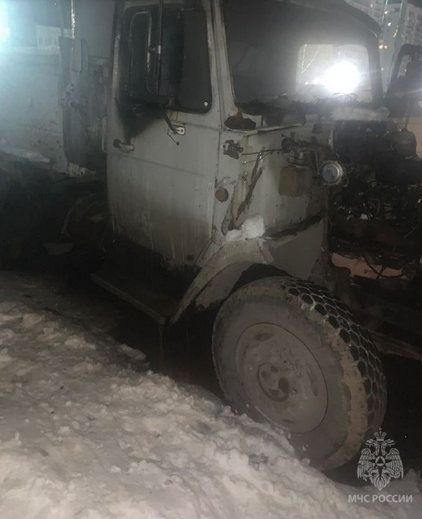Грузовик сгорел в Нижегородской области 23 февраля